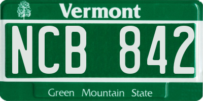 VT license plate NCB842