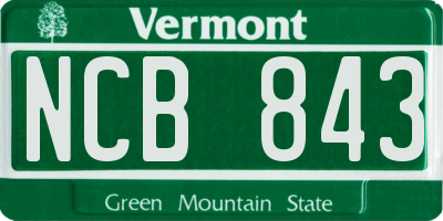 VT license plate NCB843