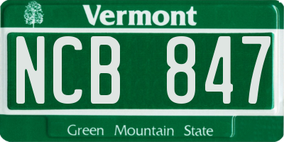 VT license plate NCB847
