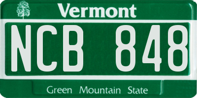 VT license plate NCB848
