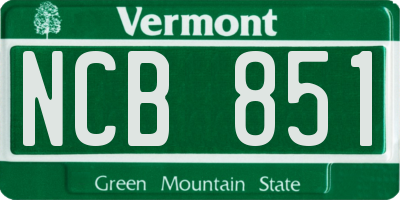VT license plate NCB851