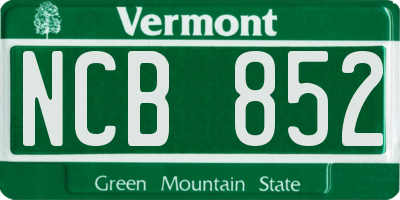VT license plate NCB852