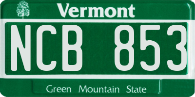 VT license plate NCB853