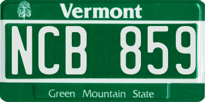 VT license plate NCB859