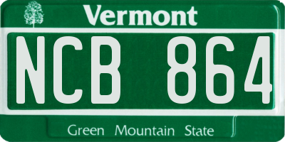 VT license plate NCB864