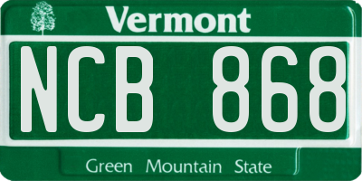 VT license plate NCB868