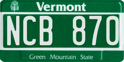 VT license plate NCB870