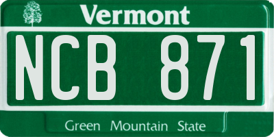 VT license plate NCB871