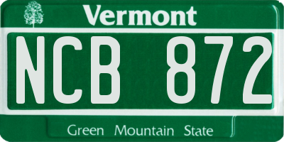VT license plate NCB872