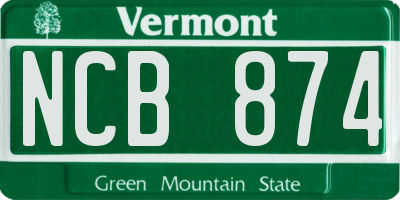 VT license plate NCB874