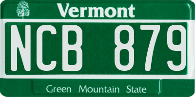 VT license plate NCB879