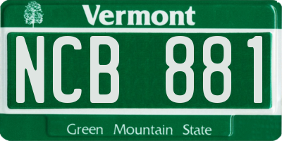 VT license plate NCB881