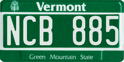 VT license plate NCB885