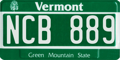 VT license plate NCB889