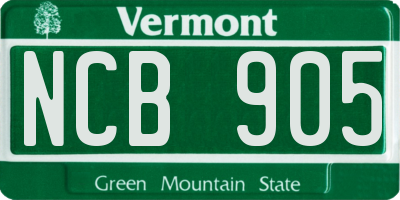 VT license plate NCB905