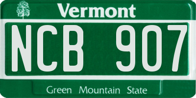 VT license plate NCB907
