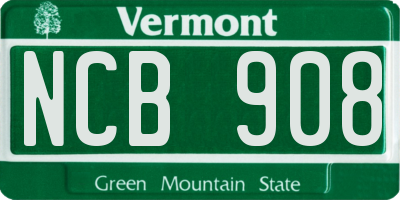 VT license plate NCB908