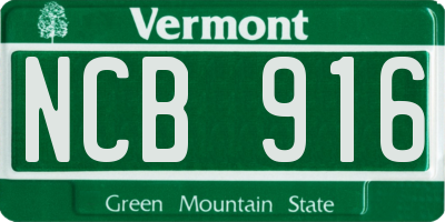 VT license plate NCB916