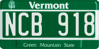 VT license plate NCB918