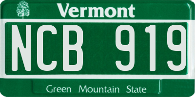 VT license plate NCB919