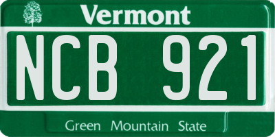 VT license plate NCB921