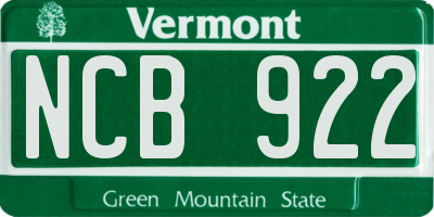 VT license plate NCB922