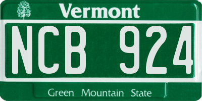 VT license plate NCB924