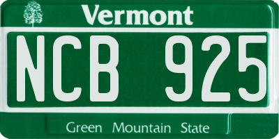 VT license plate NCB925