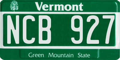 VT license plate NCB927