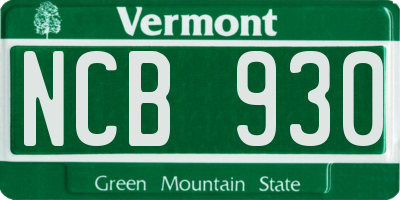 VT license plate NCB930