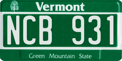 VT license plate NCB931