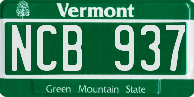 VT license plate NCB937
