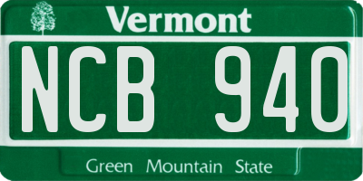 VT license plate NCB940