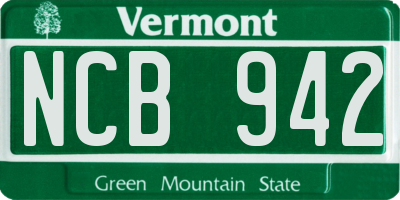 VT license plate NCB942