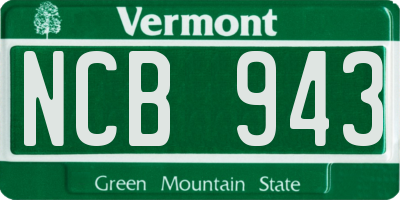 VT license plate NCB943