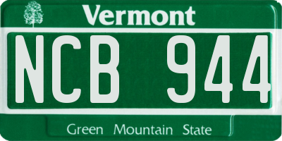 VT license plate NCB944