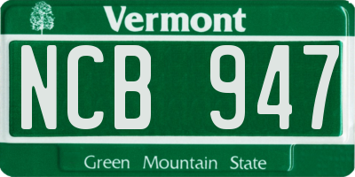 VT license plate NCB947