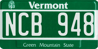 VT license plate NCB948