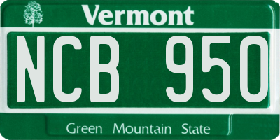 VT license plate NCB950