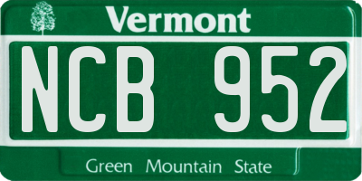 VT license plate NCB952