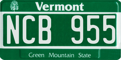 VT license plate NCB955