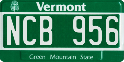 VT license plate NCB956