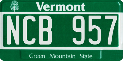 VT license plate NCB957