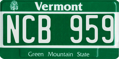 VT license plate NCB959