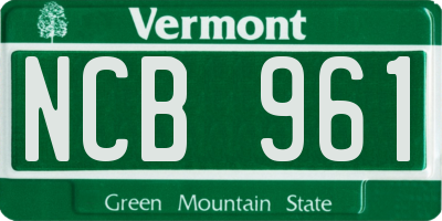 VT license plate NCB961