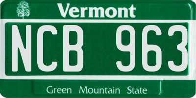 VT license plate NCB963
