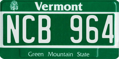 VT license plate NCB964