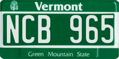 VT license plate NCB965