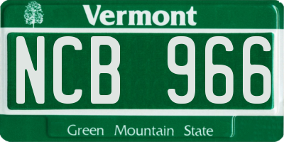 VT license plate NCB966