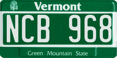 VT license plate NCB968